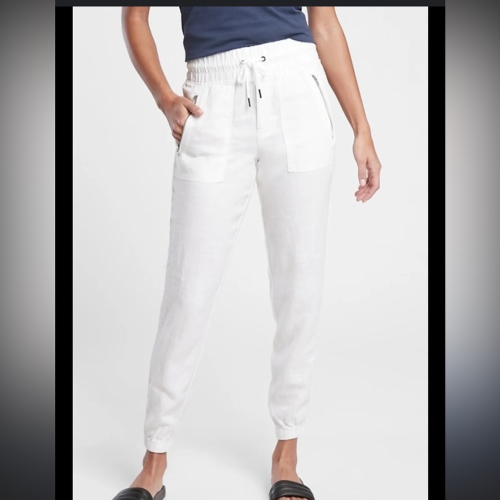 Athlete Cabo Linen Joggers | 0| Calla Lily (White) | NWOT